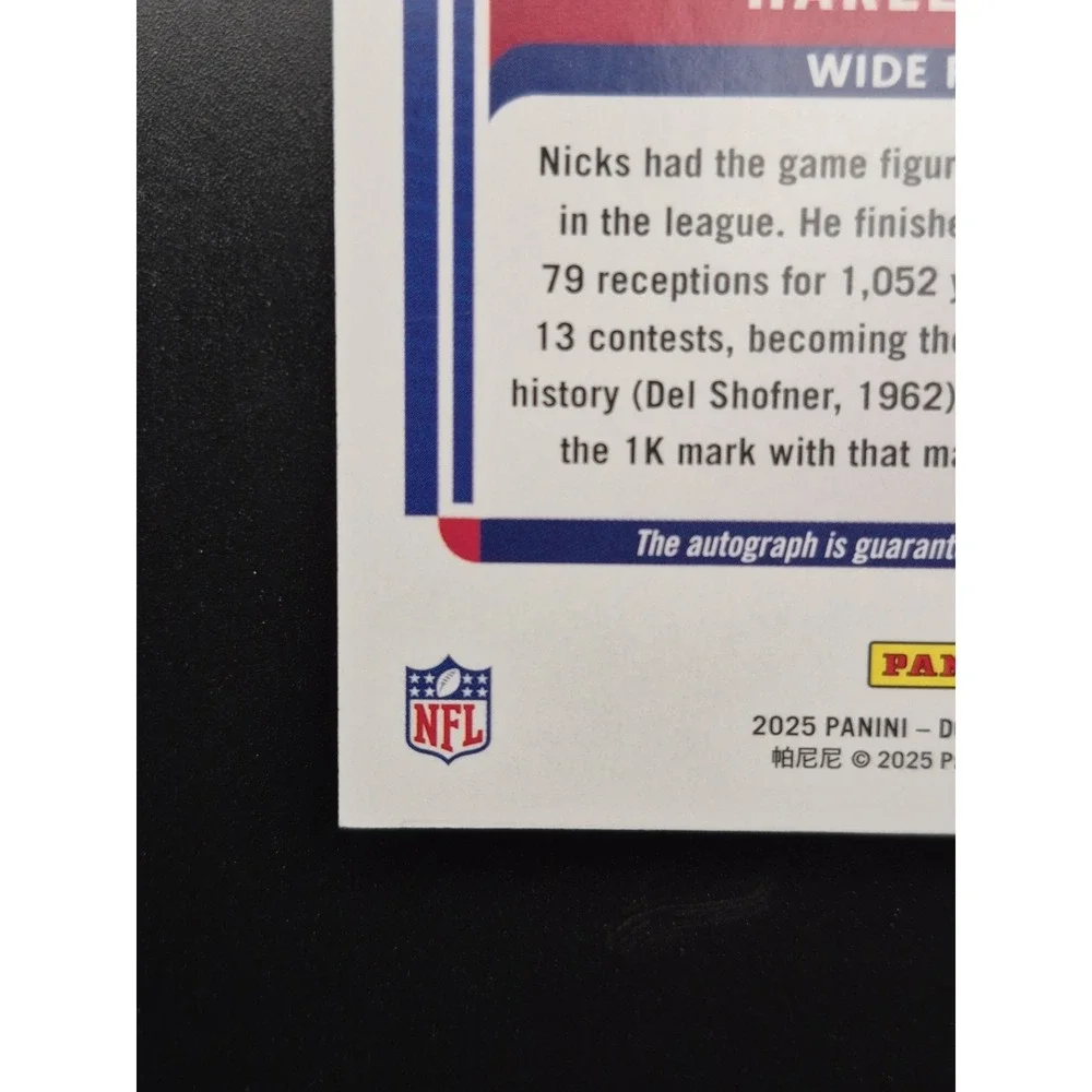 2025 Panini Donruss Hakeem Nicks #SS-32 Signature Series Green /25 (AU) Giants